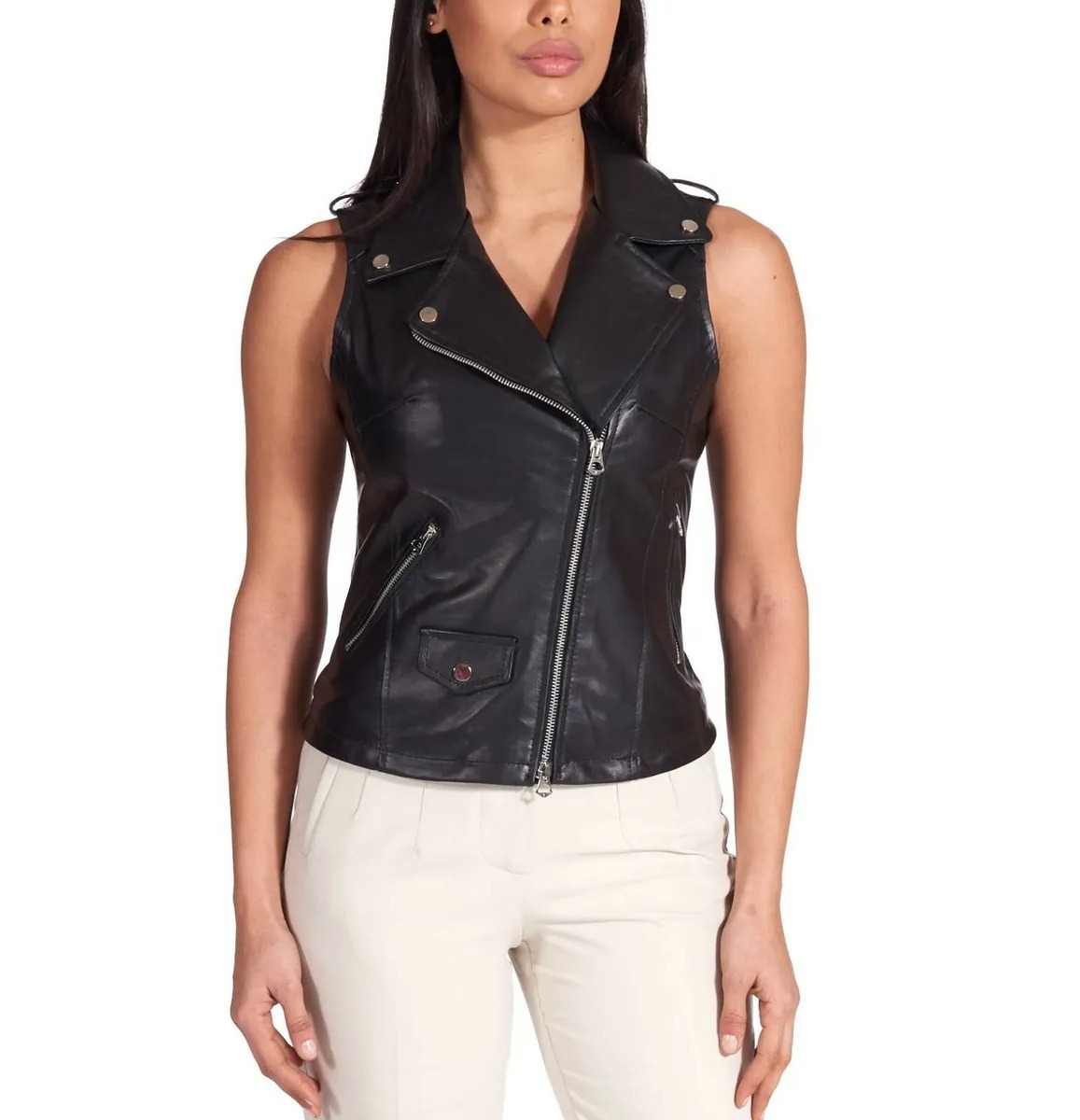 Women’s Black leather biker vest: Defining Boldness and Elegance