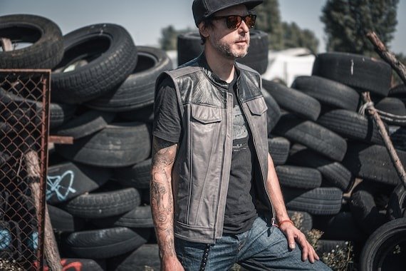Sophisticated Shades: The Best Leather Biker Vest in Gray