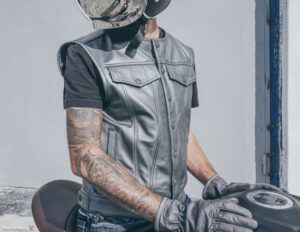 leather biker vest